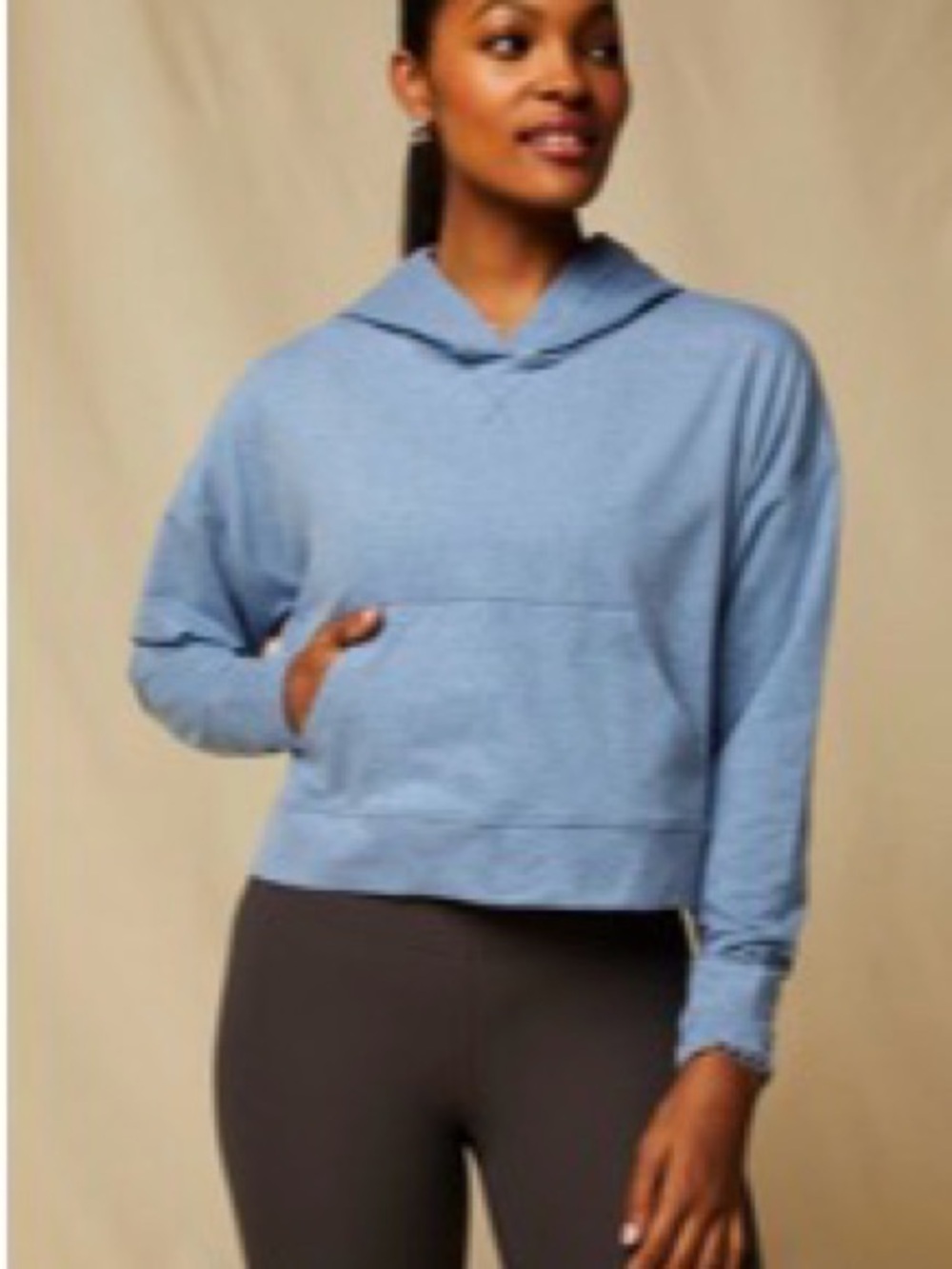 Fabletics Cloud Jersey Cropped Hoodie - Elemental Blue